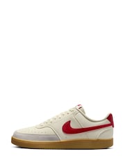 Nike Grey Red Court Vision Low Trainers - Image 2 of 10