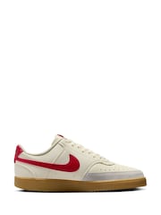 Nike Grey Red Court Vision Low Trainers - Image 3 of 10