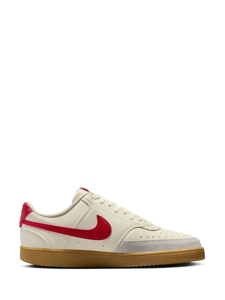 Nike Grey Red Court Vision Low Trainers - Image 3 of 10