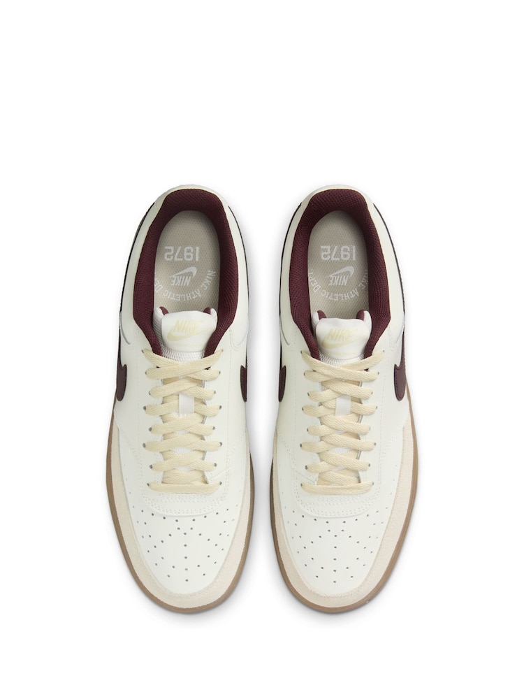 Nike White/Brown Court Vision Low Trainers - Image 1 of 10