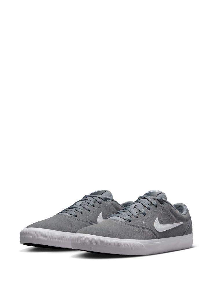 Nike Grey/White Charge Suede Low Trainers - Image 3 of 8