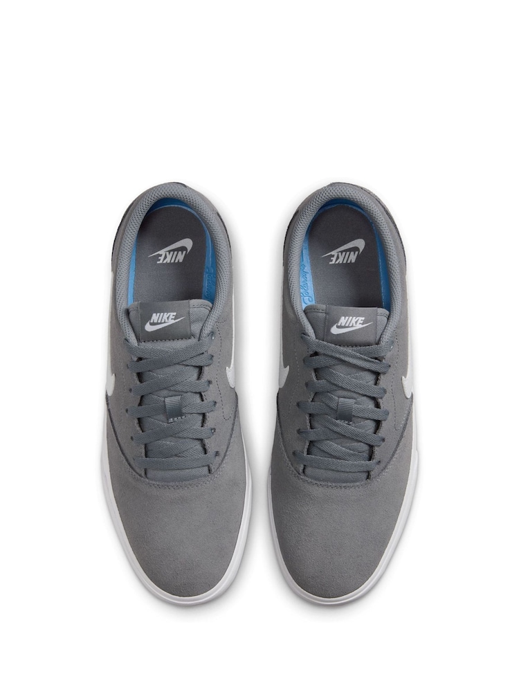 Nike Grey/White Charge Suede Low Trainers - Image 4 of 8