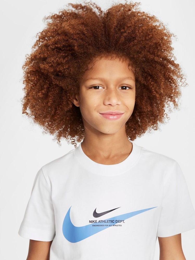 Nike White Sports Inpsired Graphic 100% Cotton T-Shirt - Image 4 of 5