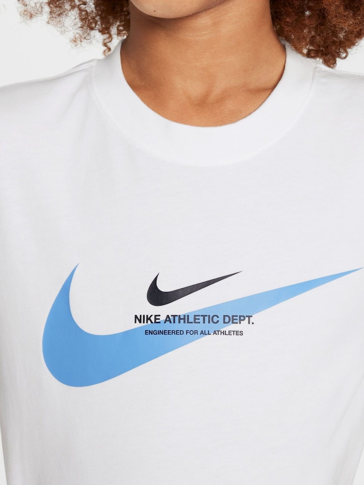 Nike White Sports Inpsired Graphic 100% Cotton T-Shirt - Image 5 of 5