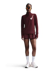 Nike Dark Team Red Swoosh Half Zip Running Sweatshirt - Image 1 of 5