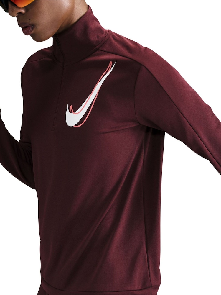 Nike Dark Team Red Swoosh Half Zip Running Sweatshirt - Image 5 of 5