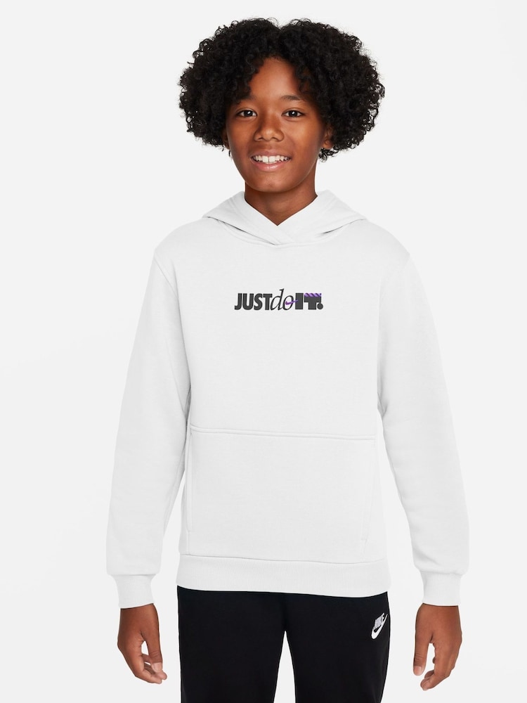 Nike White Club Fleece JDI Hoodie - Image 1 of 3 Nike White Club Fleece JDI Hoodie - Image 1 of 3