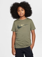 Nike Medium Olive Green Sports Inpsired Graphic 100% Cotton T-Shirt - Image 1 of 6