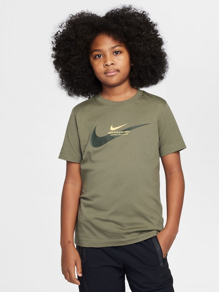 Nike Medium Olive Green Sports Inpsired Graphic 100% Cotton T-Shirt - Image 1 of 6