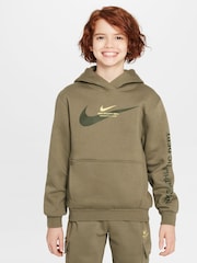 Nike Medium Olive Green Sports Inspired Overhead Hoodie - Image 1 of 8