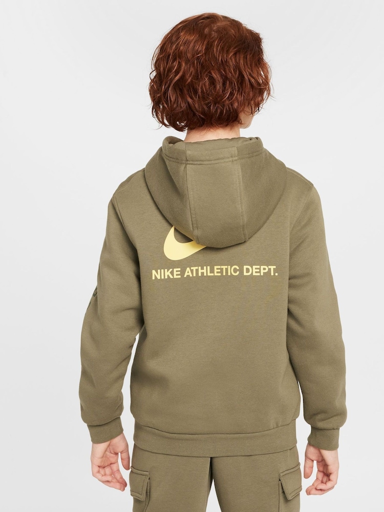 Nike Medium Olive Green Sports Inspired Overhead Hoodie - Image 2 of 8