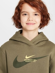 Nike Medium Olive Green Sports Inspired Overhead Hoodie - Image 3 of 8