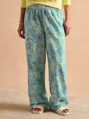 Green Toile de Jouy - Joules Hallie Pull-On Cotton Trousers - Imagen 1 de 11