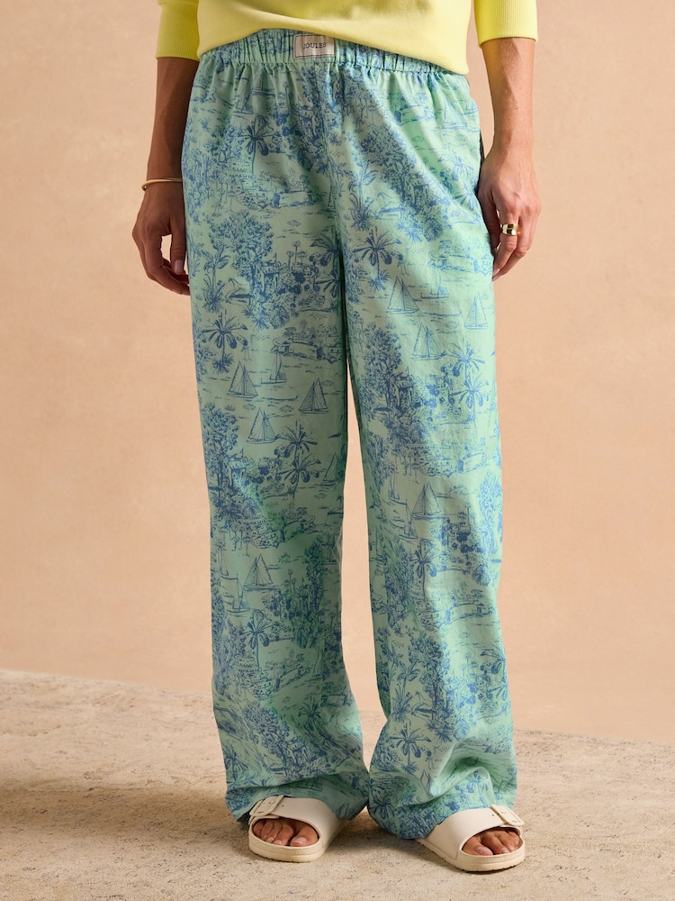 Green Toile de Jouy - Joules Hallie Pull-On Cotton Trousers - Imagen 1 de 11 Green Toile de Jouy - Joules Hallie Pull-On Cotton Trousers - Imagen 1 de 11