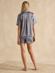Joules Natalia Blue/Pink Satin Short Pyjama Set - Image 2 of 8