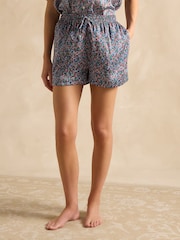 Joules Natalia Blue/Pink Satin Short Pyjama Set - Image 5 of 8
