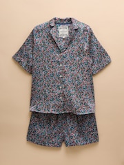 Joules Natalia Blue/Pink Satin Short Pyjama Set - Image 8 of 8