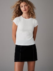White Raglan Short Sleeve Textured Top - Image 2 of 8