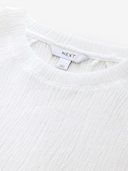White Raglan Short Sleeve Textured Top - Image 7 of 8