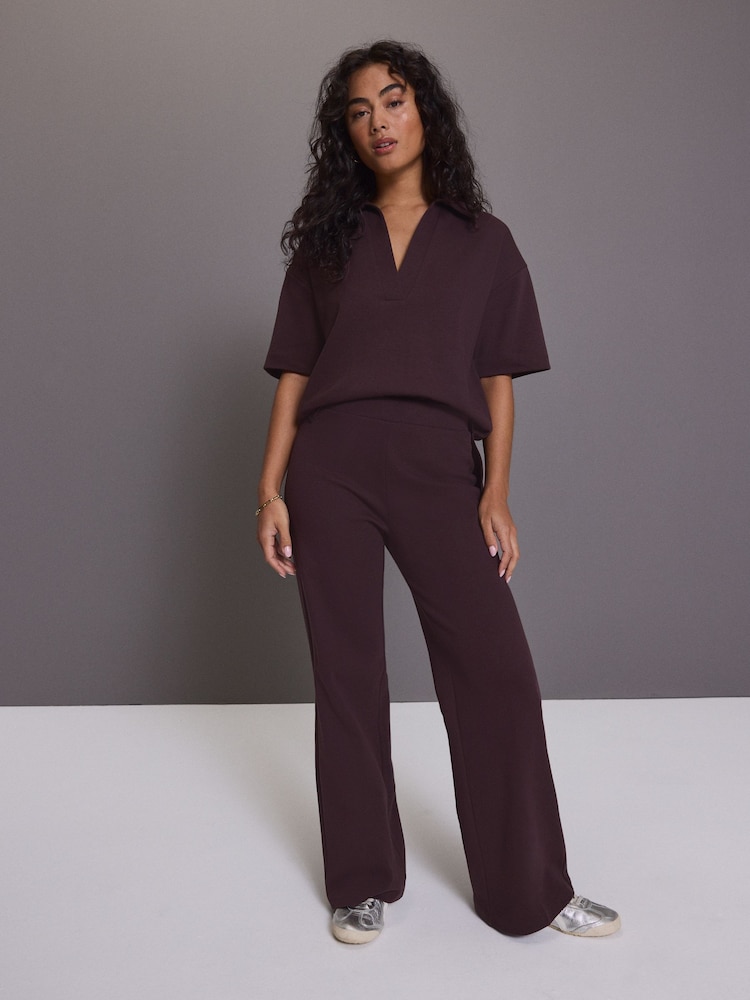 Rouge bordeaux - Pantalon large en jersey - Image 1 of 4