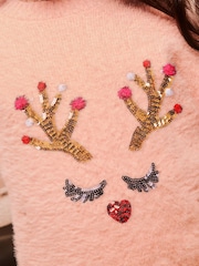 Lipsy Pink Mini Knitted Christmas Jumper (2-6yrs) - Image 4 of 4