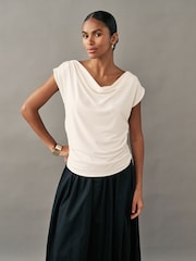 Ecru Sleeveless Drape Top - Image 1 of 1