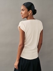 Ecru Sleeveless Drape Top - Image 3 of 7