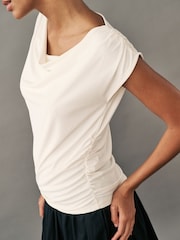 Ecru Sleeveless Drape Top - Image 4 of 7