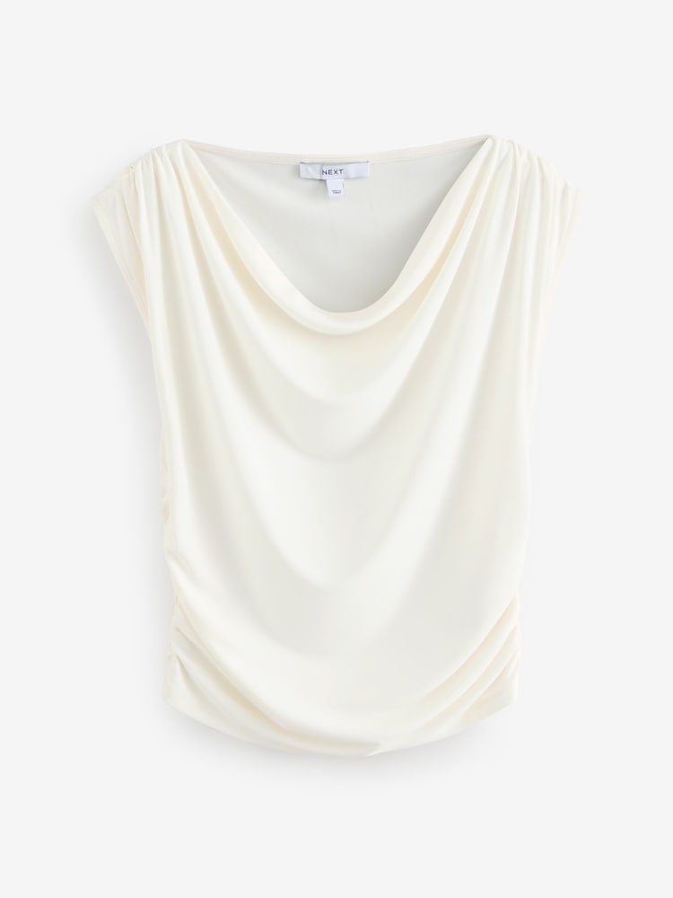 Ecru Sleeveless Drape Top - Image 5 of 7