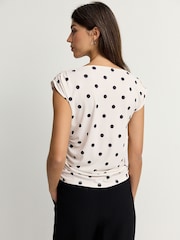 Bolinhas pretas e pretas - Blusa drapeada sem mangas - Imagem 2 de 4