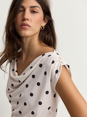 Bolinhas pretas e pretas - Blusa drapeada sem mangas - Imagem 4 de 4