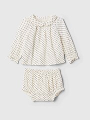Gap White Polka Dot Long Sleeve Top & Shorts Baby Set (Newborn-24mths) - Image 1 of 2