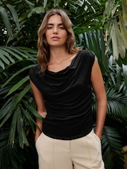 Black Sleeveless Drape Top - Image 1 of 1