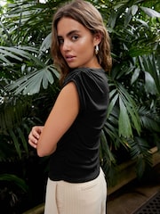 Black Sleeveless Drape Top - Image 3 of 7