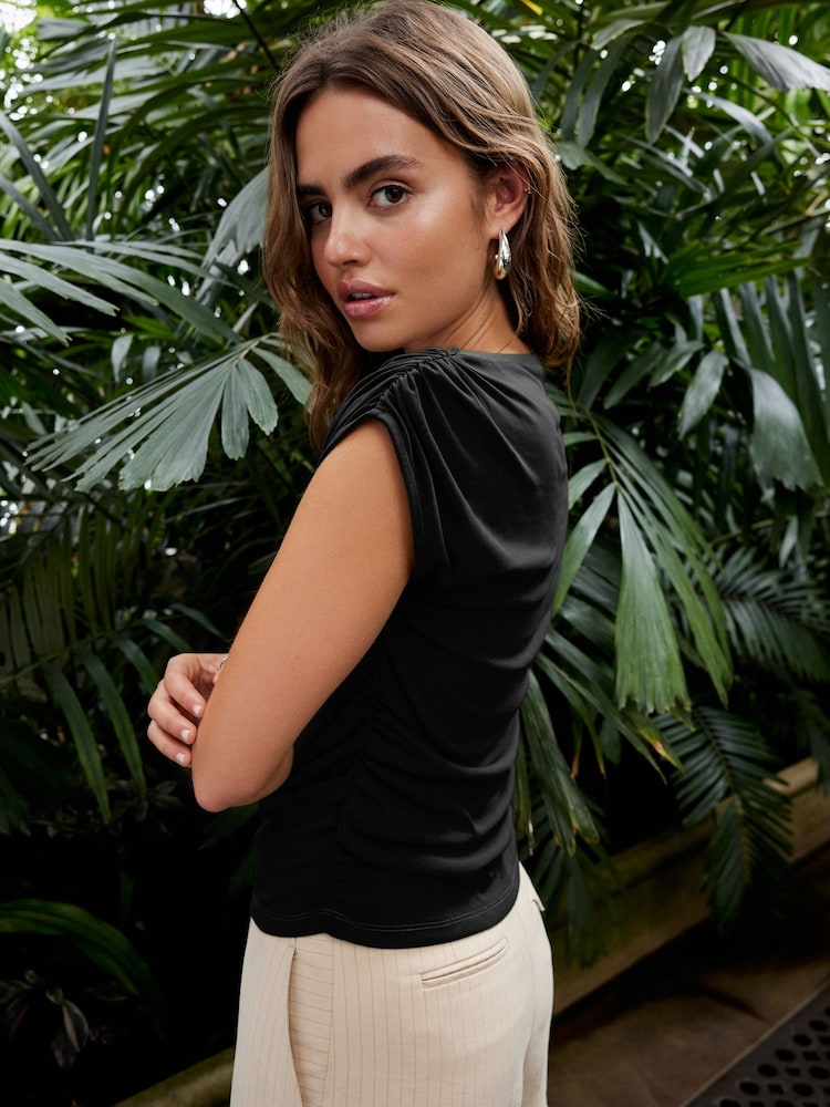 Black Sleeveless Drape Top - Image 3 of 7