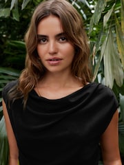 Black Sleeveless Drape Top - Image 4 of 7