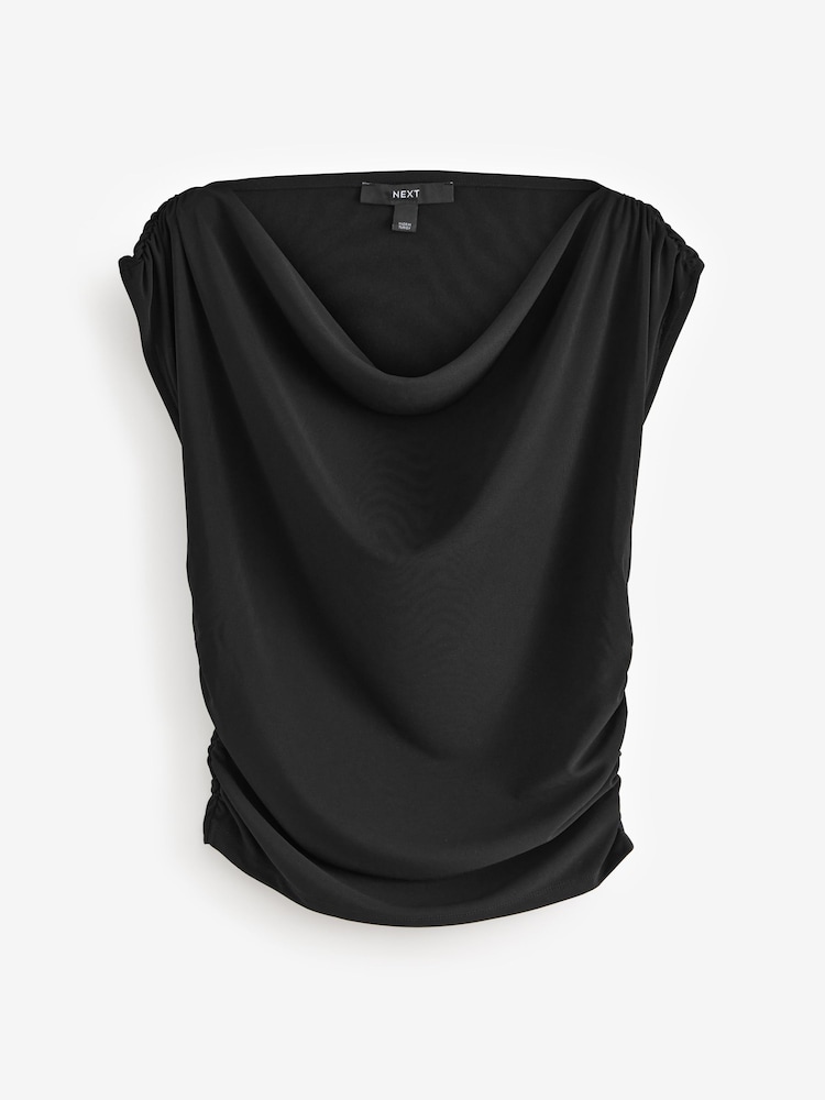 Black Sleeveless Drape Top - Image 5 of 7
