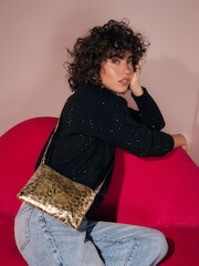 Rockett St George Leopard/Gold Chainmail Cross-Body Animal Bag - Image 1 of 9