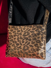 Rockett St George Leopard/Gold Chainmail Cross-Body Animal Bag - Image 2 of 9