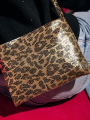 Rockett St George Leopard/Gold Chainmail Cross-Body Animal Bag - Image 3 of 9