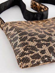 Rockett St George Leopard/Gold Chainmail Cross-Body Animal Bag - Image 8 of 9