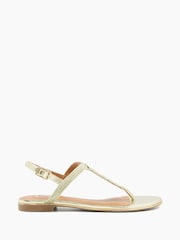 Dune London Gold Logics Twist Toe Post Sandals - Image 3 of 7