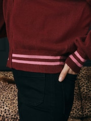 Rockett St George Berry Red Wild Chid Knit Bomber Jacket - Image 4 of 9