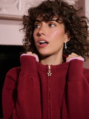 Rockett St George Berry Red Wild Chid Knit Bomber Jacket - Image 7 of 9