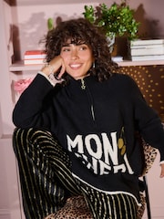 Rockett St George Black Mon Cheri Knit Half Zip Jumper - Image 2 of 12