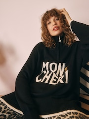 Rockett St George Black Mon Cheri Knit Half Zip Jumper - Image 3 of 12