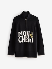 Rockett St George Black Mon Cheri Knit Half Zip Jumper - Image 9 of 12