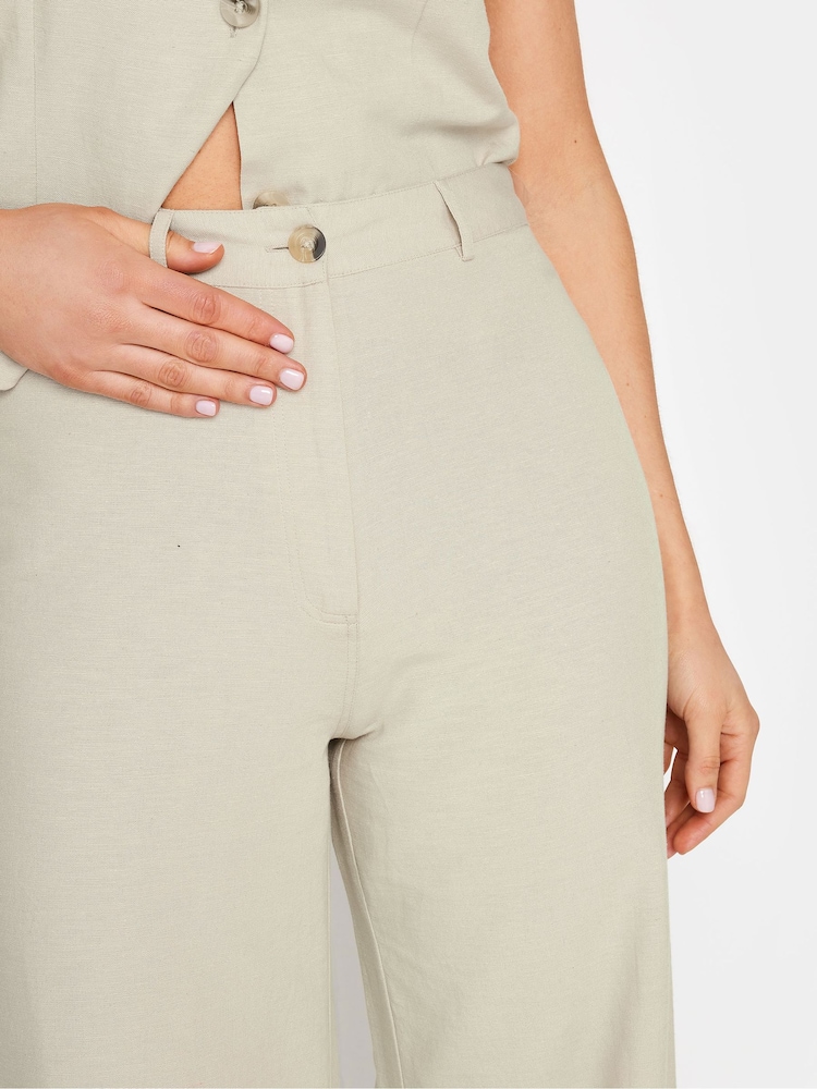 Long Tall Sally Natural Cotton Linen Wide Leg Trousers - Image 5 of 5 Long Tall Sally Natural Cotton Linen Wide Leg Trousers - Image 5 of 5