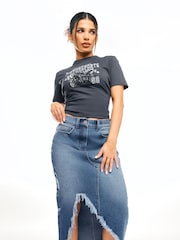 PixieGirl Petite Blue Extreme Ripped Denim Skirt - Image 1 of 5