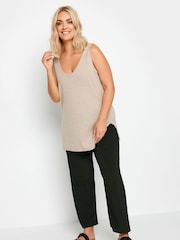 Yours Curve Black Pull On Wide Leg Stretch Trousers - Image 4 of 6